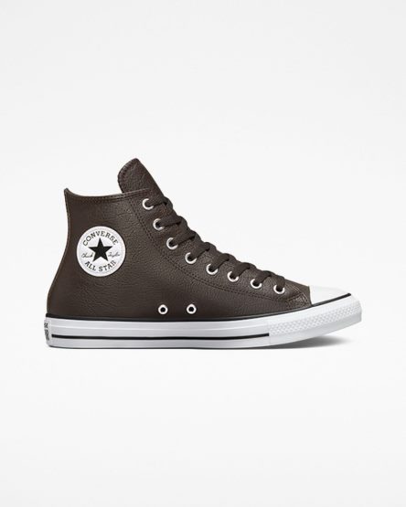 Women's Converse Chuck Taylor All Star Tumbled Leather High Top Shoes Brown / White / Black | AU 6084CY